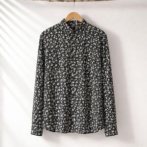 The Kooples Mens Monochrome Floral Dress Shirt